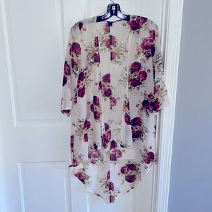 Rose floral kimono mid length